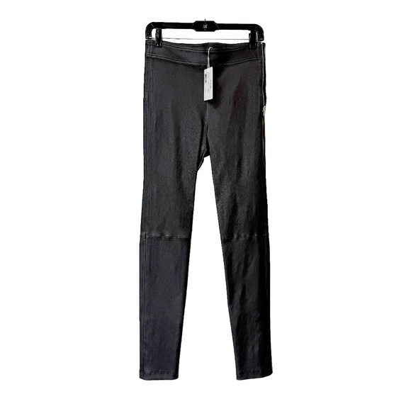 NWT $995 Helmut Lang Black Onyx Leather Skinny Legging Stretch Zip Pants sz 4 - Picture 1 of 16